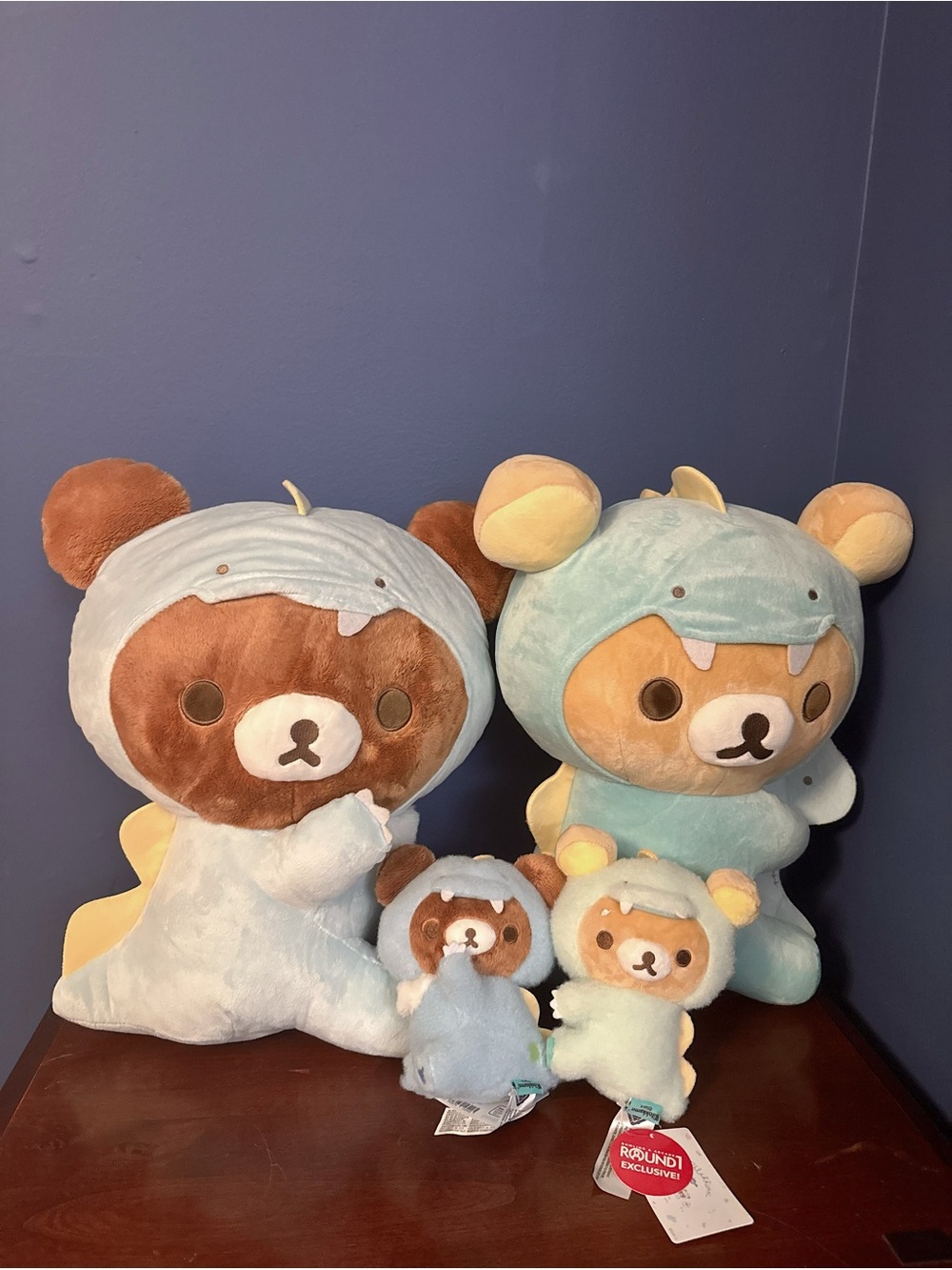 Rilakkuma Plush in Light Blue Dino Costume - Cute Bear Stuffed Toy